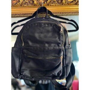 Women's Black CHIBAO Mini Nylon Backpack Purse Gold Zippers Pockets Travel Bag